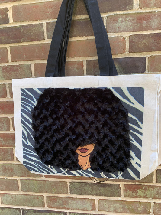 Sista Girl Tote Bag, Afro Puffs, Afro American Woman, Canvas Bag