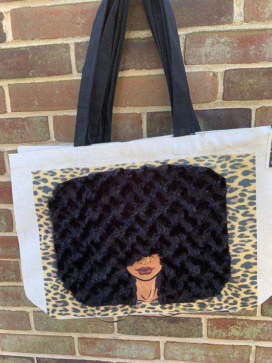 Sista Girl Tote Bag, Afro Puffs, Afro American Woman, Canvas Bag