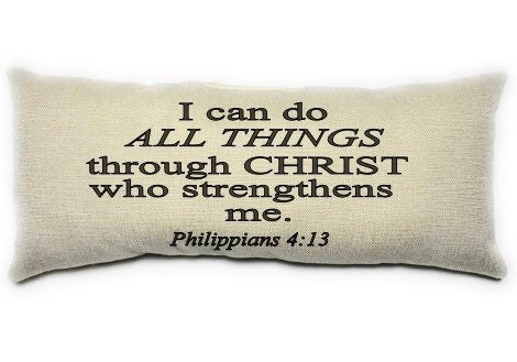 I Can Do All Things Philippians 4:13 Scripture Pillow, Inspiration Lumbar Pillow, Black and Beige Pillow, Home Decor, Bible Cushion