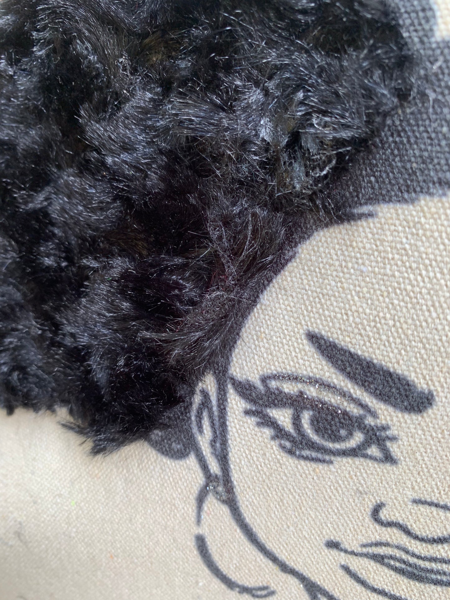 Textured Tote Bag, Afro Puffs, Afro American Woman, Canvas Bag