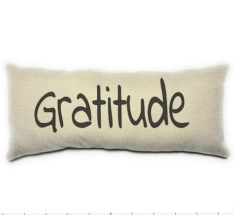 Gratitude Pillow, Inspirational, Lumbar Pillow, Black and Beige Pillow, Home Decor