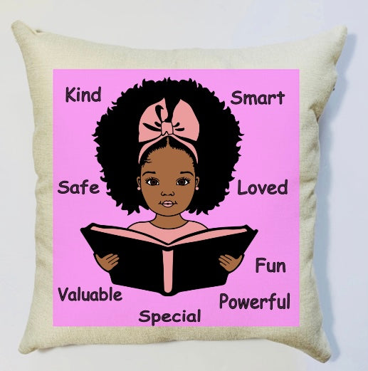 Afro American Girl Pillow Affirmation Pillow