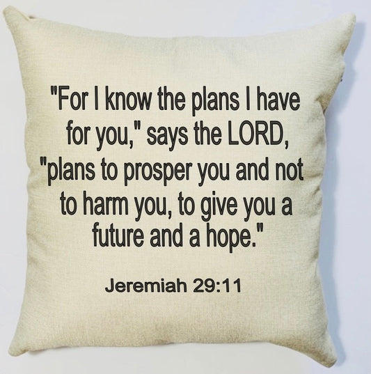 For I Know the plans, Jeremiah 29:11, Pillow Cover