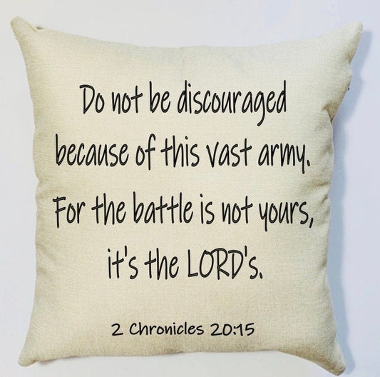 Do Not Be Discouraged Scripture Pillow Cover Inspiration Cover, Black and Beige Pillow Cover, Home Decor, Bible