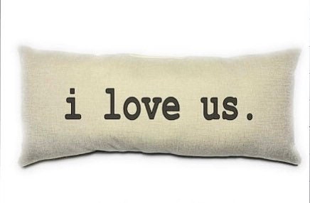 I love us, Pillow, Inspirational, Lumbar Pillow, Black and Beige Pillow, Home Decor