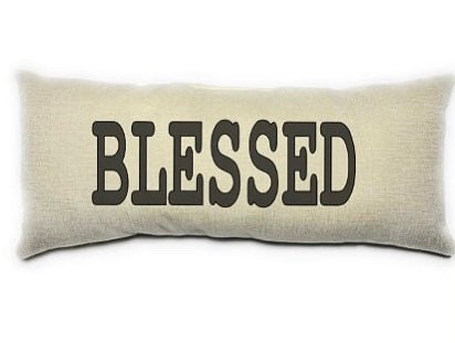 BLESSED Pillow Lumbar Inspiration Christian Gift Home Decor Cushion