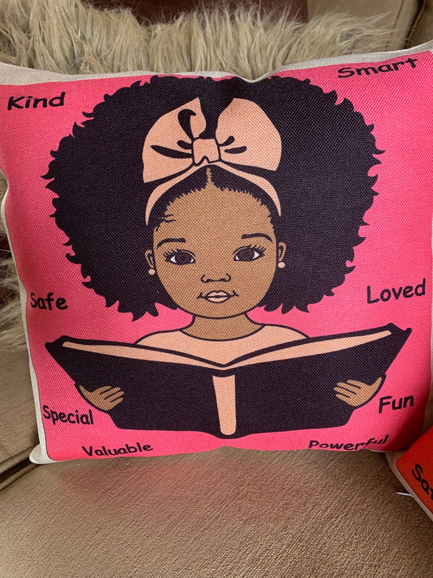 Afro American Girl Pillow Affirmation Pillow