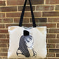 Textured Tote Bag, Corn Rows, Afro Puff, Afro American Woman, Canvas Bag
