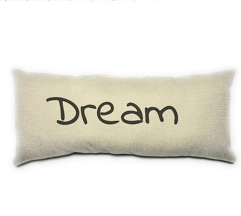 Dream Pillow, Inspirational, Lumbar Pillow, Black and Beige Pillow, Home Decor