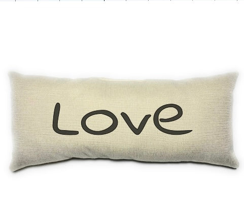 Love Pillow, Inspirational, Lumbar Pillow, Black and Beige Pillow, Home Decor